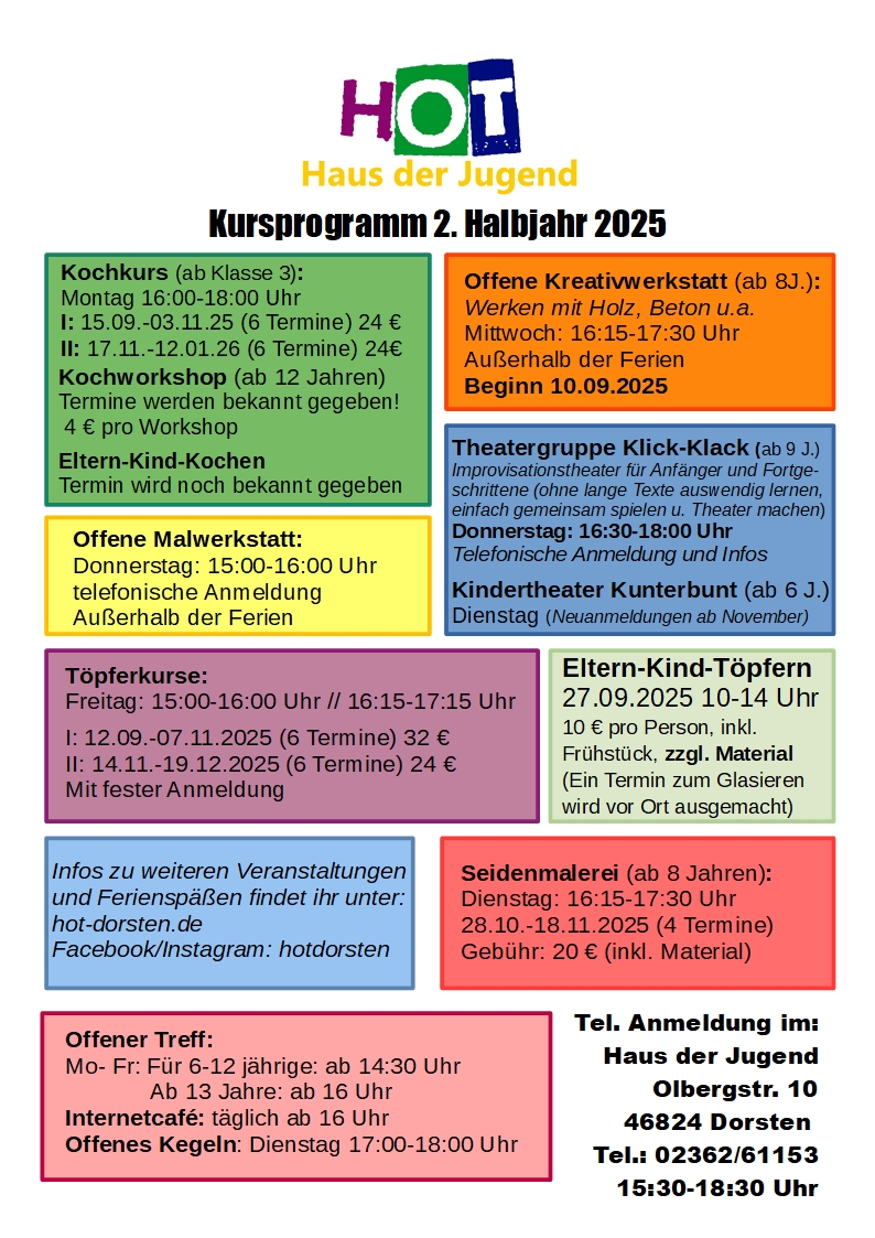 Kursprogramm 2. Halbjahr 2025